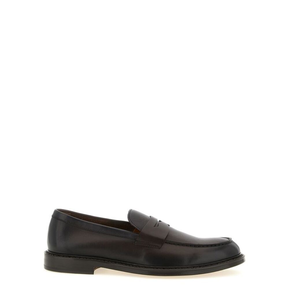 Doucal's Brown Calfskin Slip-On Men's Loafers